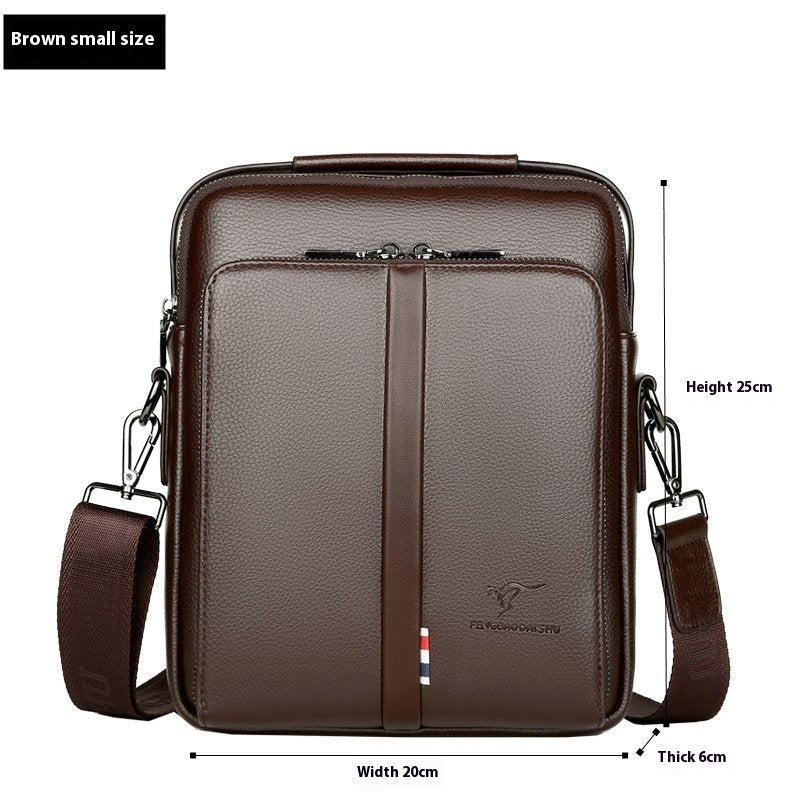 Men's Crossbody Vertical And Portable Capacity Shoulder Leather Backpack